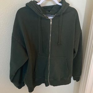 Brandy Melville Green Zip Up Hoodie